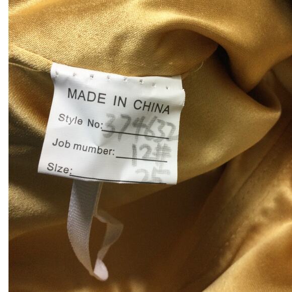 FORMAL 12 L gold mother of bride satin lace sleeves formal maxi dress NEW B112 - Picture 6 of 7